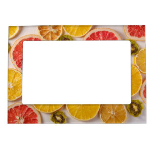 Sliced Oranges Grapefruit and Kiwi Pattern Fruit Magnetic Frame