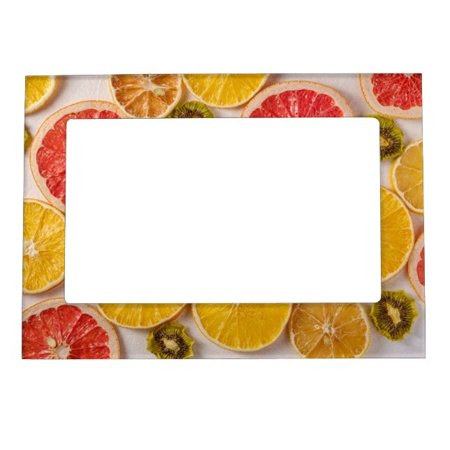 Sliced Oranges Grapefruit and Kiwi Pattern Fruit Magnetic Frame (Front)