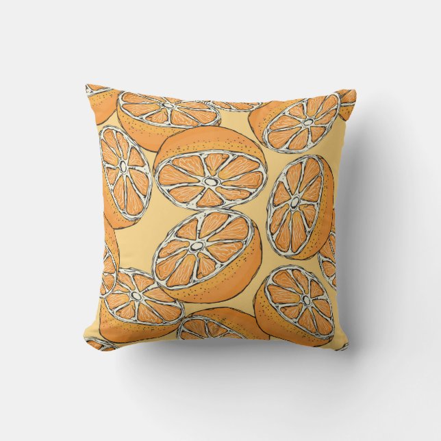 Sliced oranges: seamless vintage pattern. throw pillow (Front)