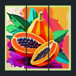 Sliced Papaya Pop Art<br><div class="desc">Vibrant pop art illustration of a sliced papaya with tropical leaves,  perfect for summer-themed style (This Design Made With AI). Place Order Today and Embrace the Joy of Shopping!</div>