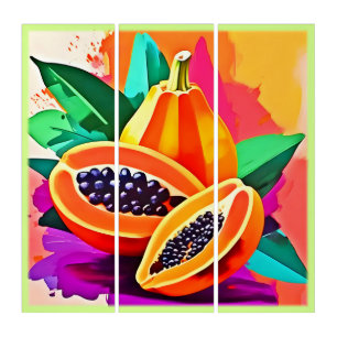 Sliced Papaya Pop Art