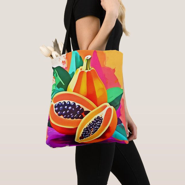 Sliced Papaya Pop Art Tote Bag (Close Up)