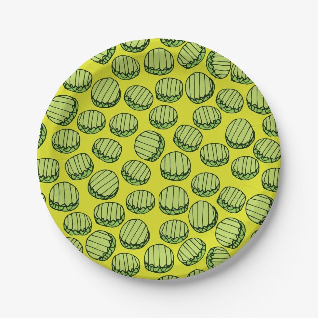 Sliced Pickles Pattern Paper Plates (Front)