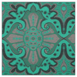 Sliced pomegranat, mint &amp; gray, bohemian pattern fabric