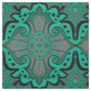 Sliced pomegranat, mint & gray, bohemian pattern fabric