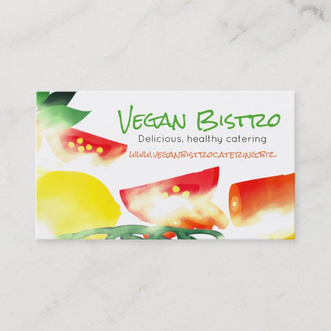 Sliced vegetable vegan chef catering business card (Front)