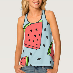 Sliced Watermelon Fruits Design Tank Top