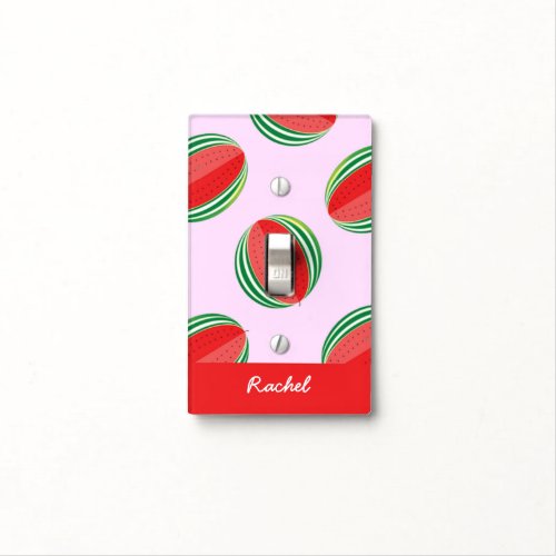 Sliced watermelon pattern on pink light switch cover