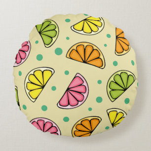 Slices Citrus Round Pillow