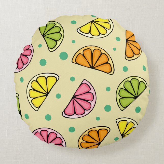 Slices Citrus Round Pillow (Front)