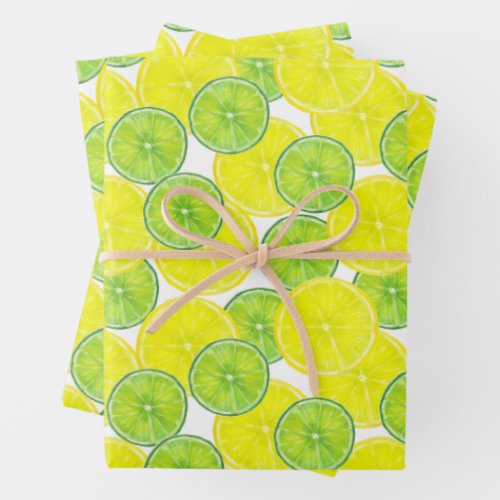 Slices of Lime and Lemon Fruit  Wrapping Paper Sheets