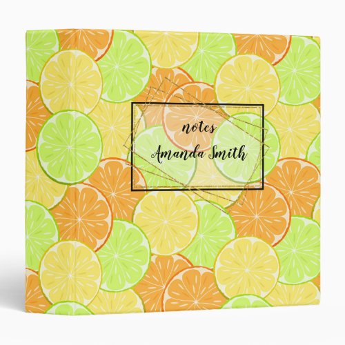 Slices of orange lemon lime personalized 3 ring binder