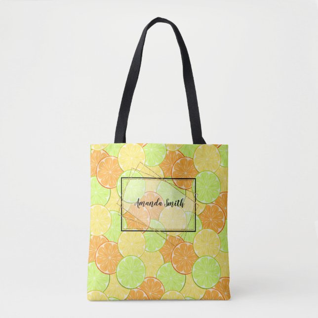 Slices of orange, lemon, lime personalized tote bag (Front)