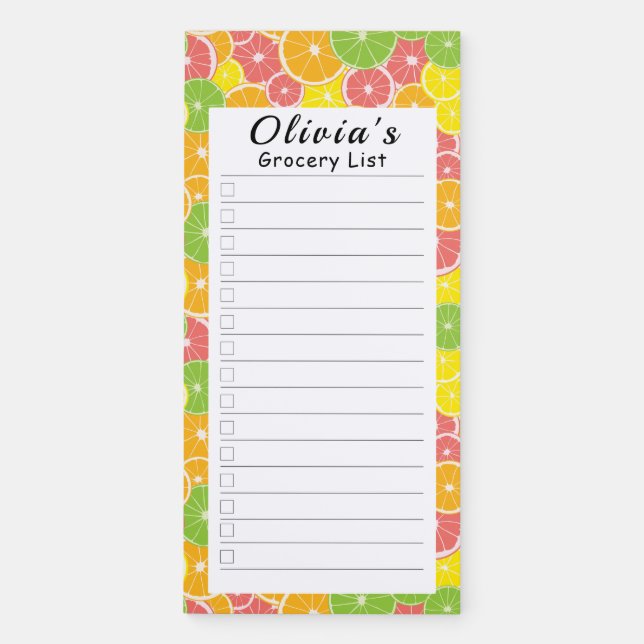Slices of Orange Seamless Pattern Magnetic Notepad (Front)