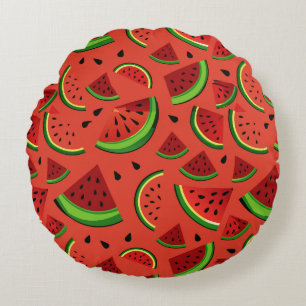 Slices of watermelon round pillow