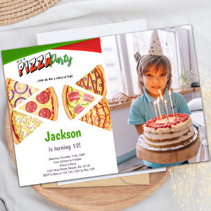 Slices Pizza Birthday Invitations with Photo