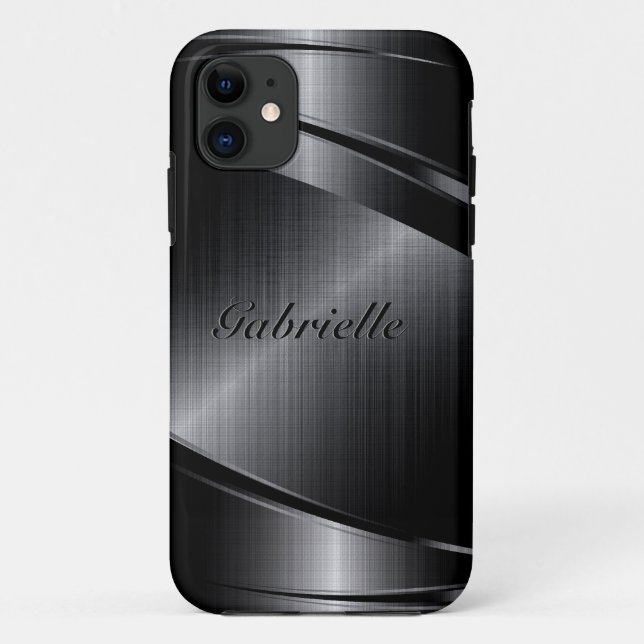 Slick Black Design Brushed Aluminum Look Case-Mate iPhone Case (Back)
