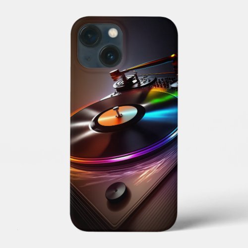 Slick DJ Turntable spinning vinyl records iPhone 13 Mini Case