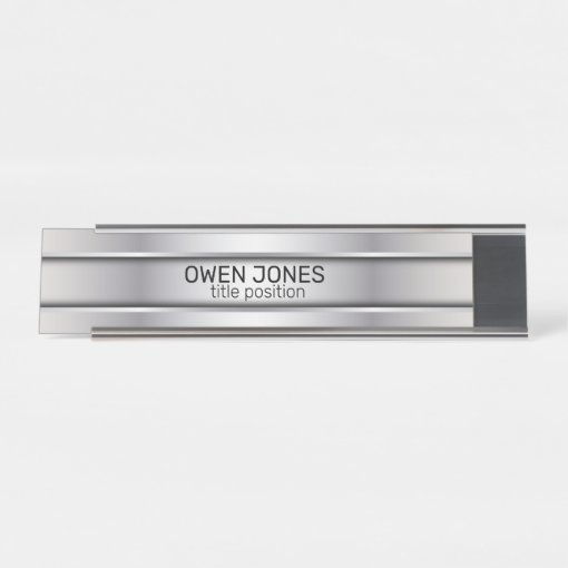 Slick Gray Metal Desk Name Plate Zazzle