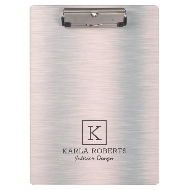 Slick metallic silver brushed aluminum background clipboard (Front)