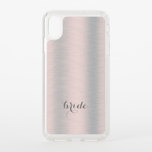 Slick metallic silver-gray brushed aluminum speck iPhone XS max case (Front)