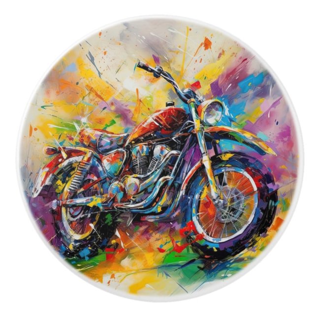 Slick Rainbow Motorcycle Dirt Bike Biker Ceramic Knob (Front)