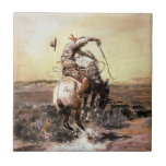 “Slick Rider” Western Art by Charles M Russell Ceramic Tile<br><div class="desc">Charles (CM) Russell,  the “cowboy artist”,  created more than 2, 000 paintings of cowboys,  Indians,  and landscapes set in the Western United States. He lived and worked among the cowboys and the Blood Indian tribe in his younger years.  This painting is “Slick Rider”.</div>