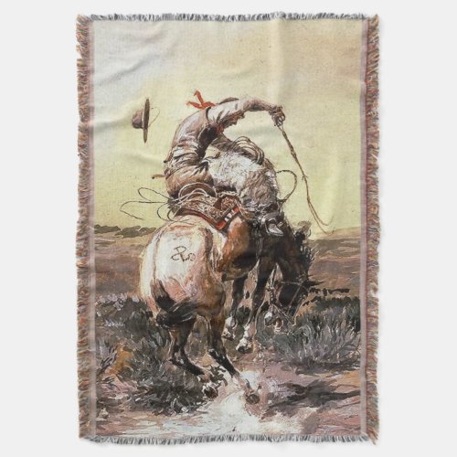 Slick Rider Western Art by Charles M Russell Throw Blanket