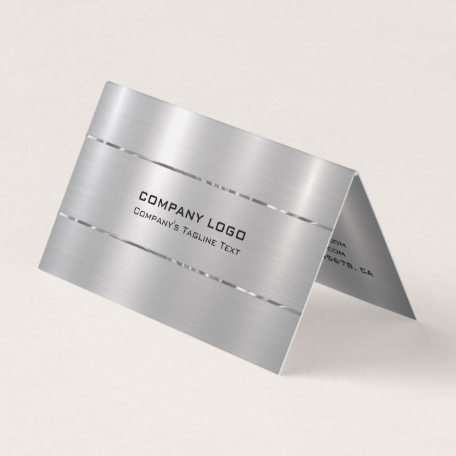 Slick silver background business card (Front)