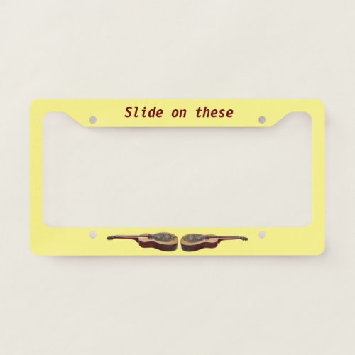 Slide guitar licens plate holder license plate frame