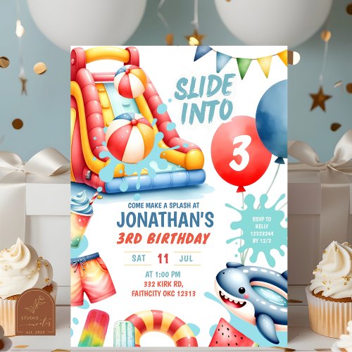 Slide into Three Pool Birthday Party