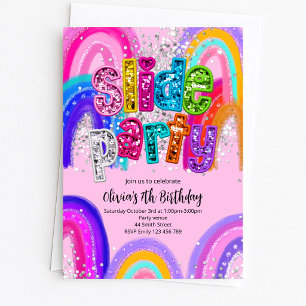 Slide Party Summer Swimming Birthday Invitation