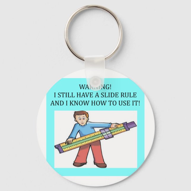 slide rule math humor keychain (Front)