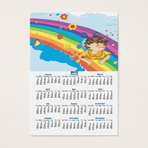 sliding down a rainbow happy vector illustration business card