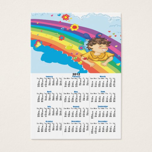 Customizable sliding down a rainbow happy vector illustration business card