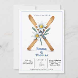 Sliding Into Forever Ski Edelweiss Flower Wedding  Invitation
