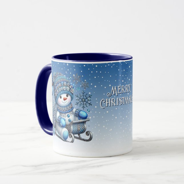 Sliding Snowman Christmas Holiday Mug (Front Left)