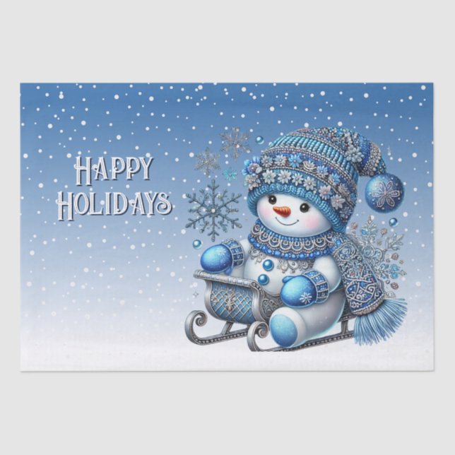 Sliding Snowman Christmas Holiday Tissue Paper (Front)