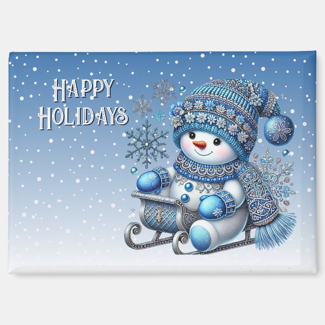 Sliding Snowman Holiday Magnet (Front)
