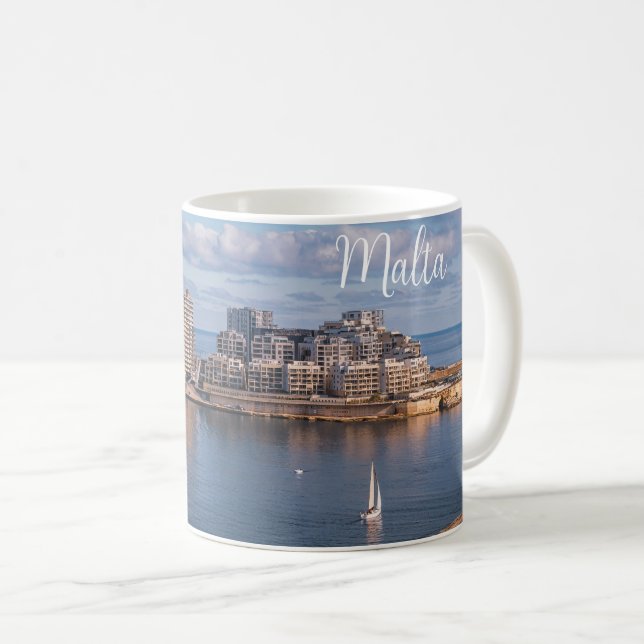Sliema harbor and skyscrapers in Malta Coffee Mug (Front Right)