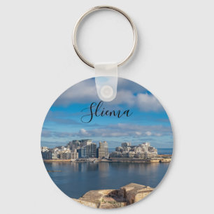 Sliema harbor and skyscrapers in Malta Keychain