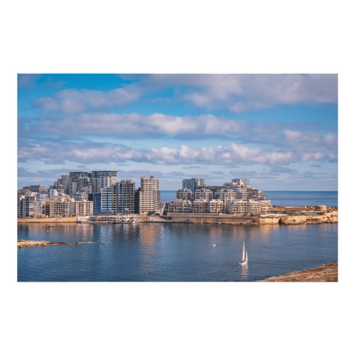 Sliema harbor and skyscrapers in Malta Photo Print