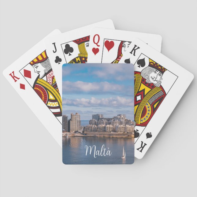 Sliema harbor and skyscrapers in Malta Poker Cards (Back)