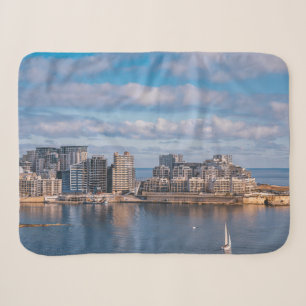 Sliema harbor and skyscrapers in Malta Sherpa Blanket