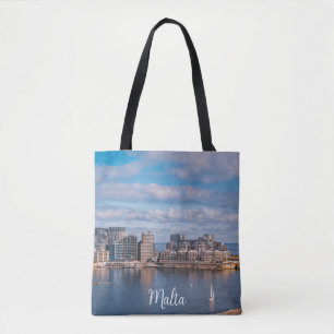 Sliema harbor and skyscrapers in Malta Tote Bag
