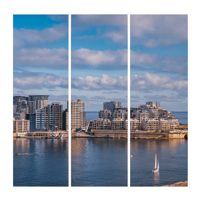 Sliema harbor and skyscrapers in Malta Triptych (Front)