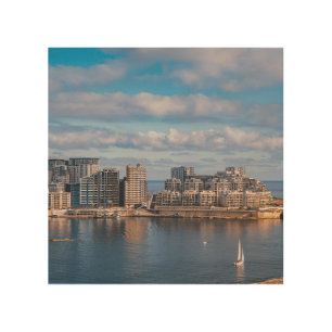 Sliema harbor and skyscrapers in Malta Wood Wall Art