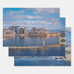 Sliema harbor and skyscrapers in Malta Wrapping Paper Sheets