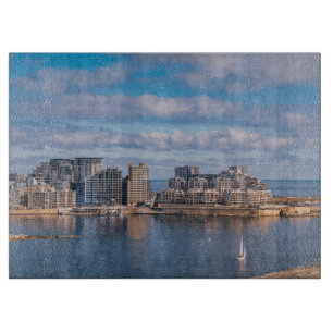 Sliema harbour and skyscrapers in Malta Cutting Board