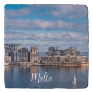Sliema harbour and skyscrapers in Malta Trivet
